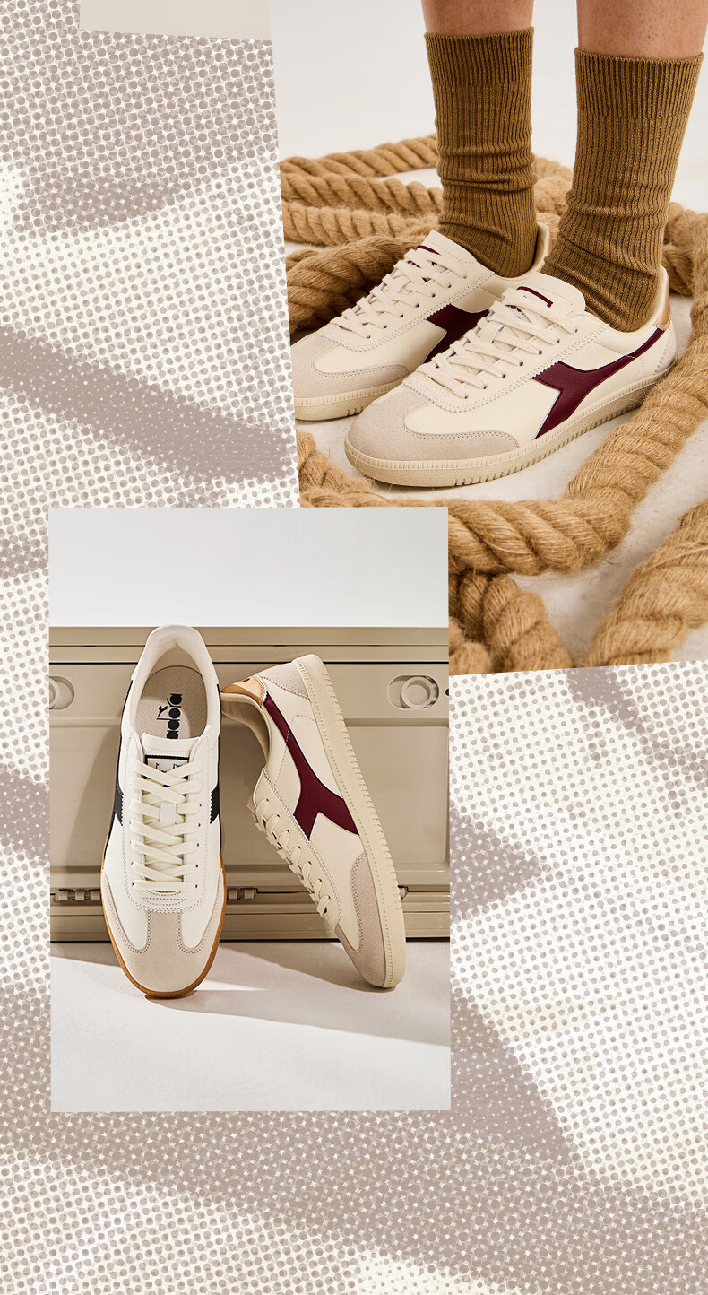 Diadora Saunter EC Unisex Casual Sneakers Small Fit, Recommend Half Size Up Beige/Red 36 13