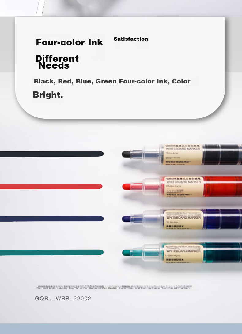 Snowhite Triple-Tank Whiteboard Marker, Large Capacity Thick Barrel, Erasable Colored Marker, Multi-Color Office Supplies, Super Writing WB-598, Black, 5 Pieces 13