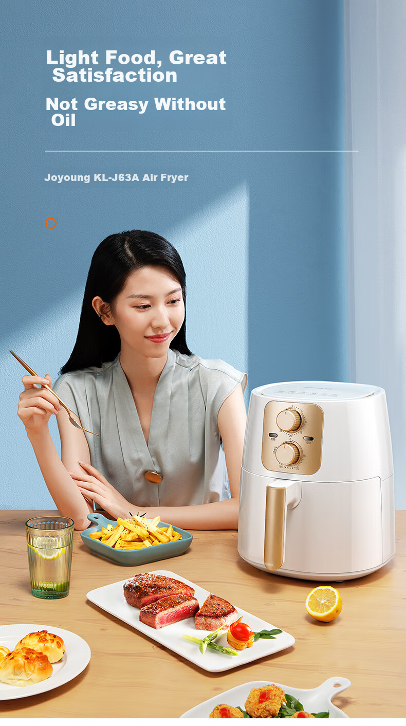 Joyoung 6L Large Capacity Air Fryer for Home Use, Precise Timing, Oil-Free, Low-Fat Frying, Baking, Multi-Functional Steaming And Roasting All-In Air Fryer KL-J63A 4