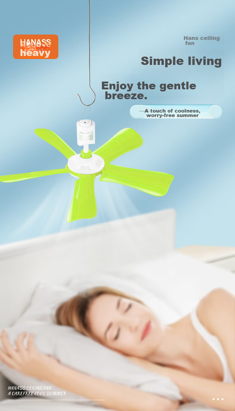 HANASS Electric Fan/Small Ceiling Fan, Quiet Office Fan, Student Companion, Dorm Bedside Mosquito Net, Bed Fan, Five-Blade Mini Fan, Back-To Gift, Housewarming Present for Men And Women Students 1