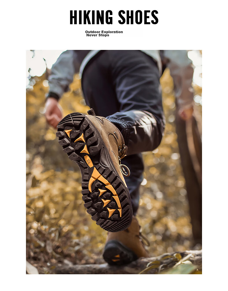 CAMEL Outdoor Hiking Boots for Men And Women, Waterproof Non-Slip Trekking Shoes with Shock Absorption, Wear-Resistant High-Top Work Boots Made of Cowhide Leather 11