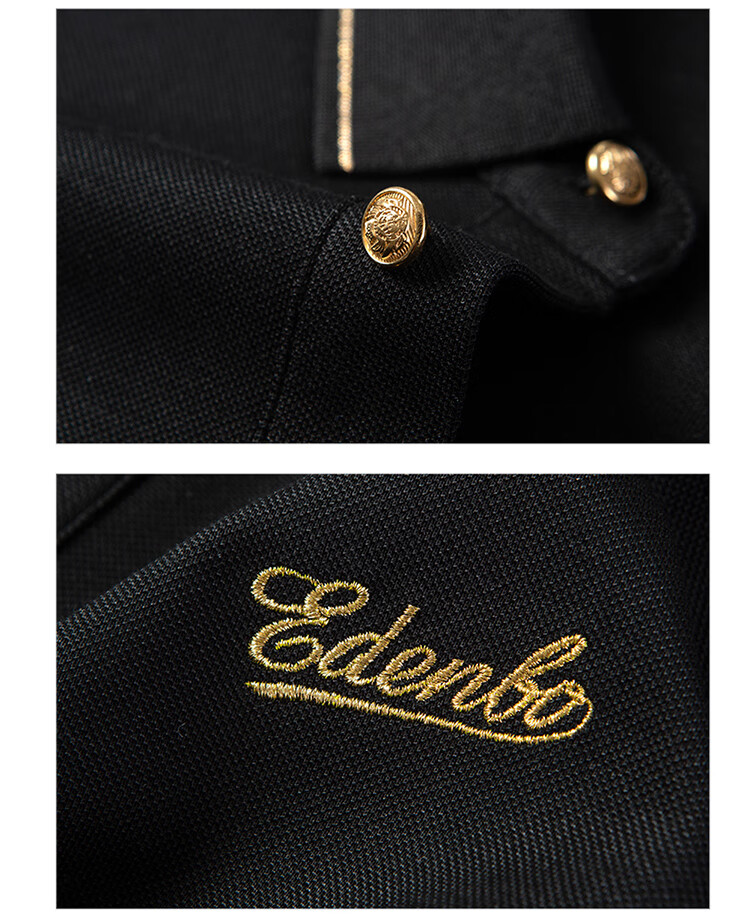 Aidengbao Summer Short-Sleeve Polo Shirt for Men, Embroidered Business Commute Collared Polo T-Shirt, Black 01185/100A(3XL) 18