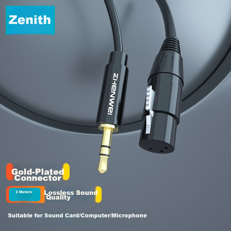 Аудиокабель ZHENWEI 3.5 мм (TRS) - XLR (Female), 2 м, для микрофона, звуковой карты, микшера