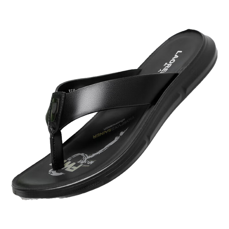 LAORENTOU Men's Summer Fashion Simple Flip Flops Dual-use Slippers Outdoor Beach Sandals LT68 Black Size 42