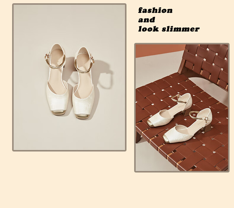 DAPHNE Hollow-Out Ankle Strap Sandals for Women, Chinese Style with Skirt, Elegant Versatile Women's Shoes, Beige, Size 38 15