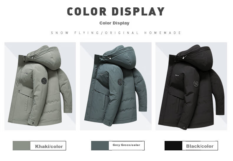 SNOWFLYING Men's Detachable Hood down Jacket, Thick Casual Business Mid-Length Coat, Men's Outerwear, Size 200 8