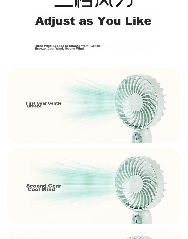 Kelleia Handheld Mini Fan, USB Fan, Portable Electric Fan, for Students, Office, Dormitory, Long Battery Life, Outdoor Travel, QL-F1, Mint Gree 8