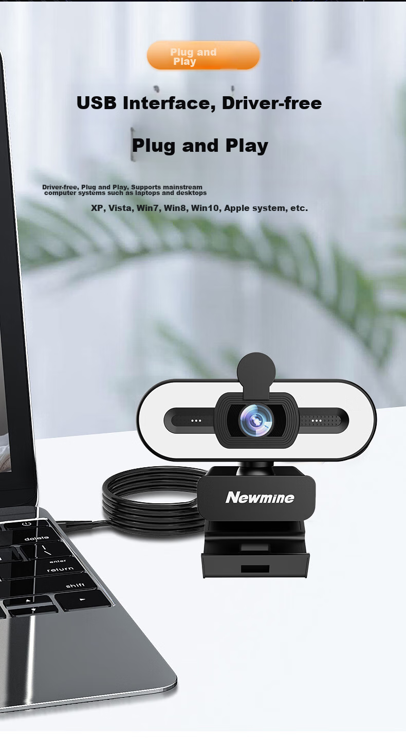 Newmine 1080P Computer Webcam USB Plug-And with Microphone Video Conference Online Class Postgraduate Entrance Exam Re-Exam Desktop Laptop External Home Live Streaming Camera NM11 11