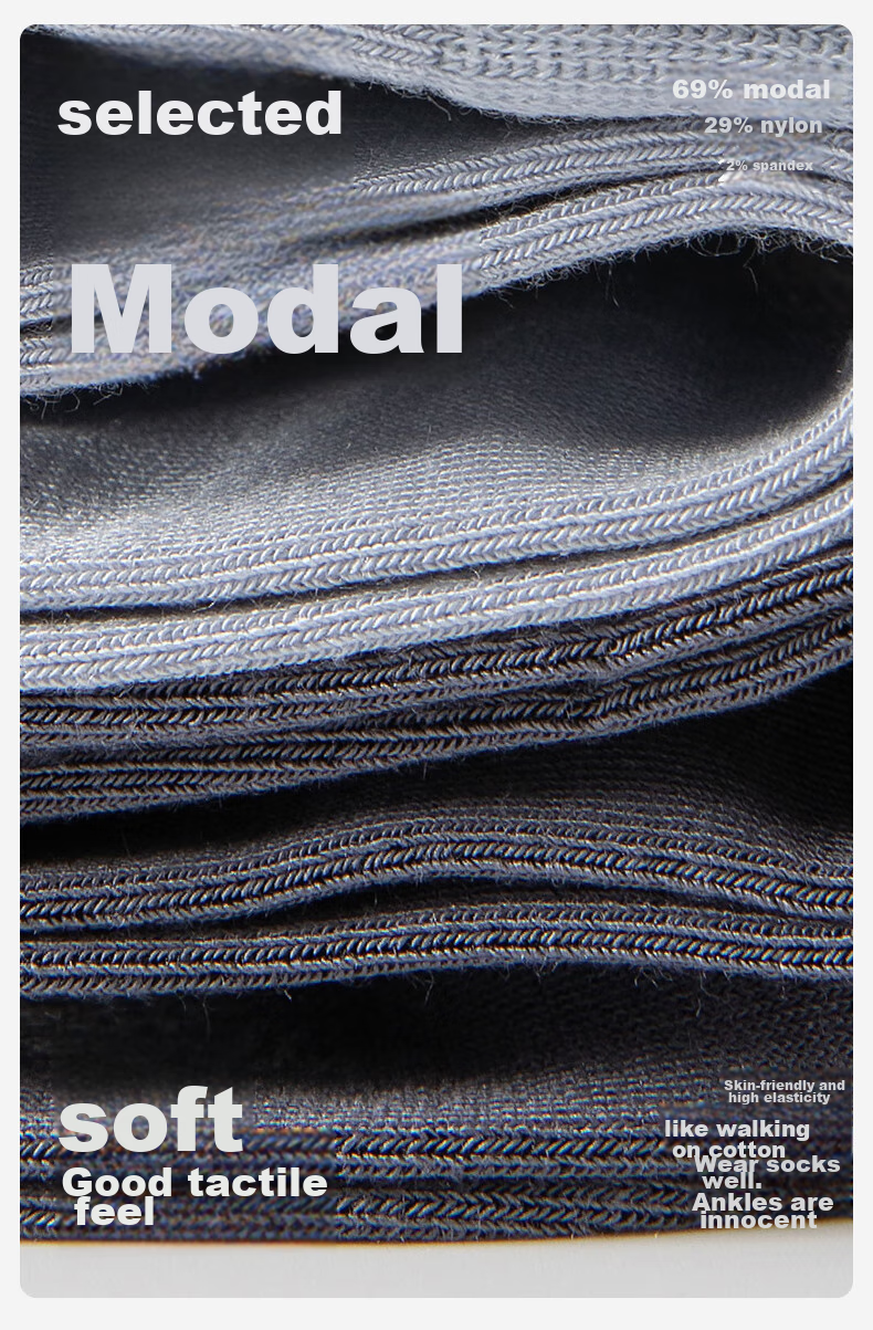 THREEGUN [Jian Series] Modal Men's Socks, 10A Antibacterial, Odor-Resistant, Wear-Resistant Socks, Mid-Calf Length, Smooth And Sweat-Absorbing 4