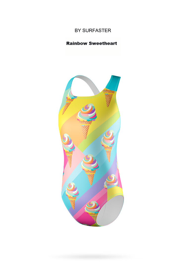 Sulang Girls' Competitive Swimwear Rainbow Sweetheart Training Suit 150 2