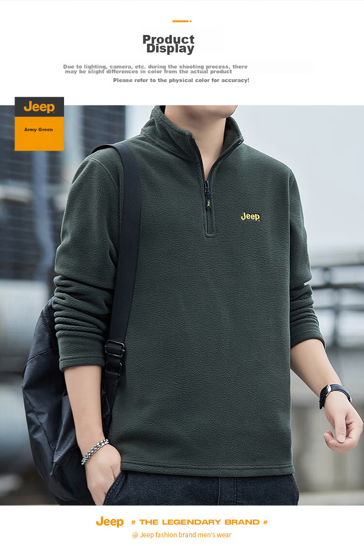 JEEP Men's Sweatshirt, Loose-Fitting Long-Sleeve T-Shirt for Autumn And Winter, Fleece-Lined Thick Casual Clothing for Men, Black, Size M 13