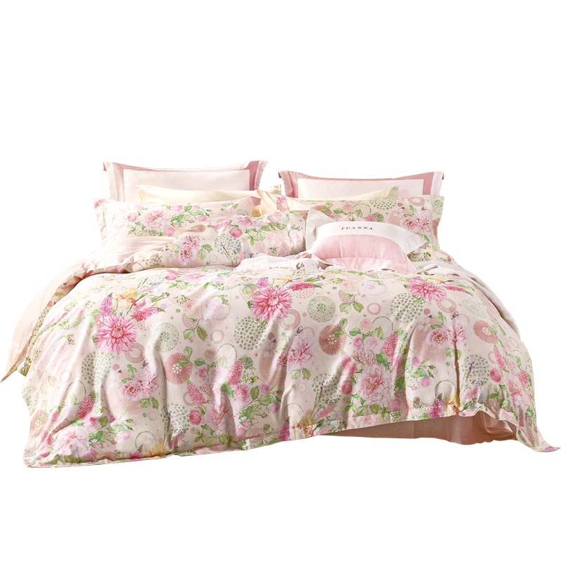 FUANNA Home Textile Four-Piece Bedding Set, 60-Count Long-Staple Cotton Bedding Set, All-Cotton Sateen Bed Sheet And Duvet Cover, Single Or Double Size, 203*229cm