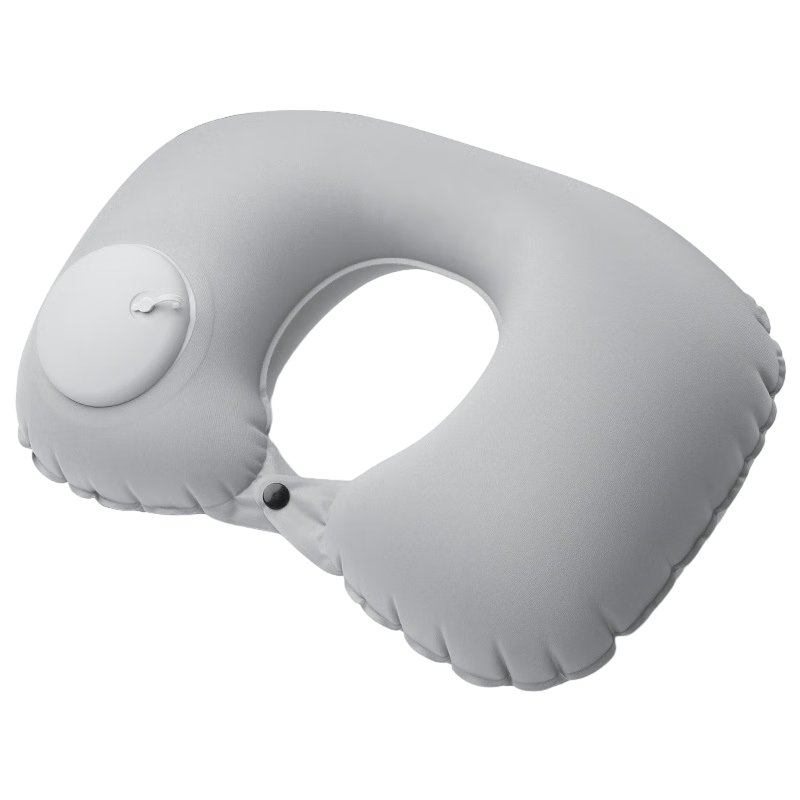 JOYTOUR Inflatable U-Shaped Pillow, Portable for Travel, Suitable for Airplane, Train And High-Speed Rail, Sleeping Neck Support Inflatable Pillow - Milk Silk Light Gray