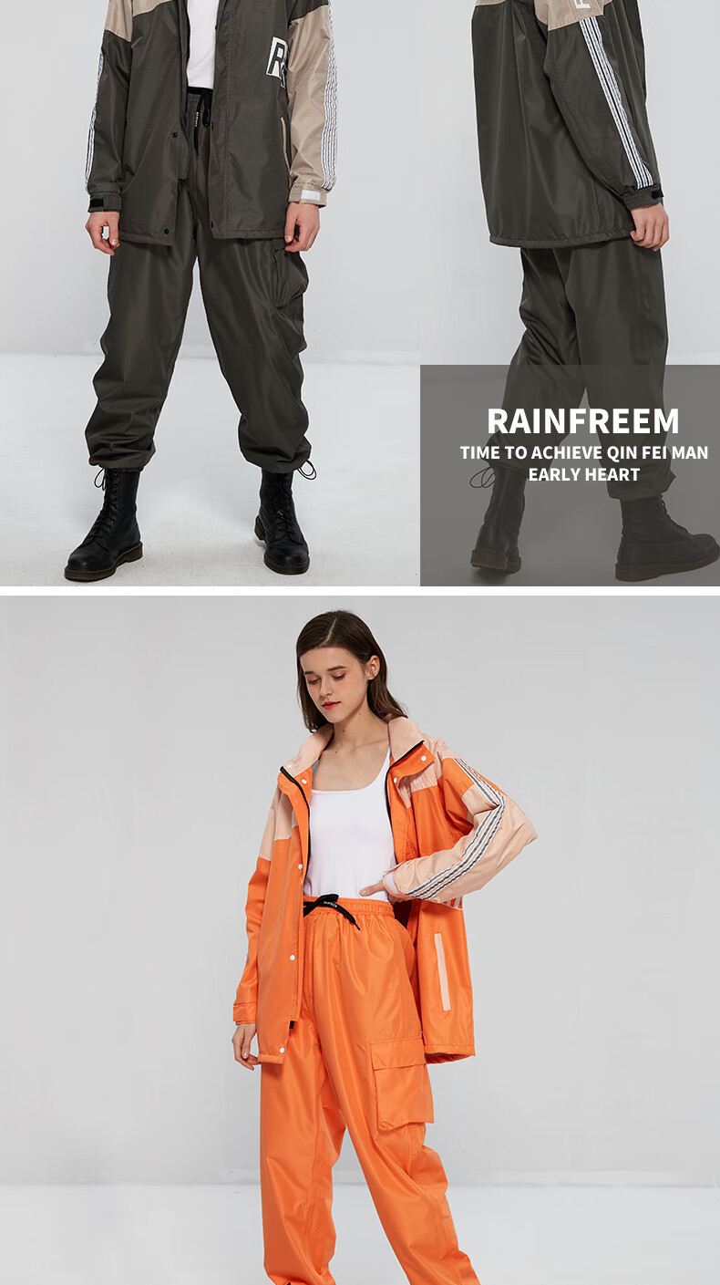 Qinfeimanyuyi Rain Pants Set for Adults, Men And Women, Full-Body Waterproof Jacket, Food Delivery Rider Electric Bike Poncho, Deep Navy Blue 3XL Soft Skin-Friendly Water-Repellent Macaron Color 11
