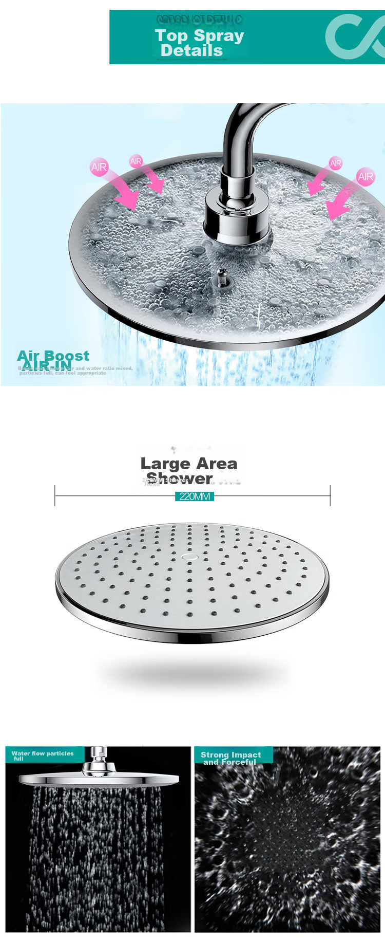 MICOE Shower Set Gun Gray Hot and Cold Shower Set Bathroom Pressurized Shower Head Full Set M-A130 12
