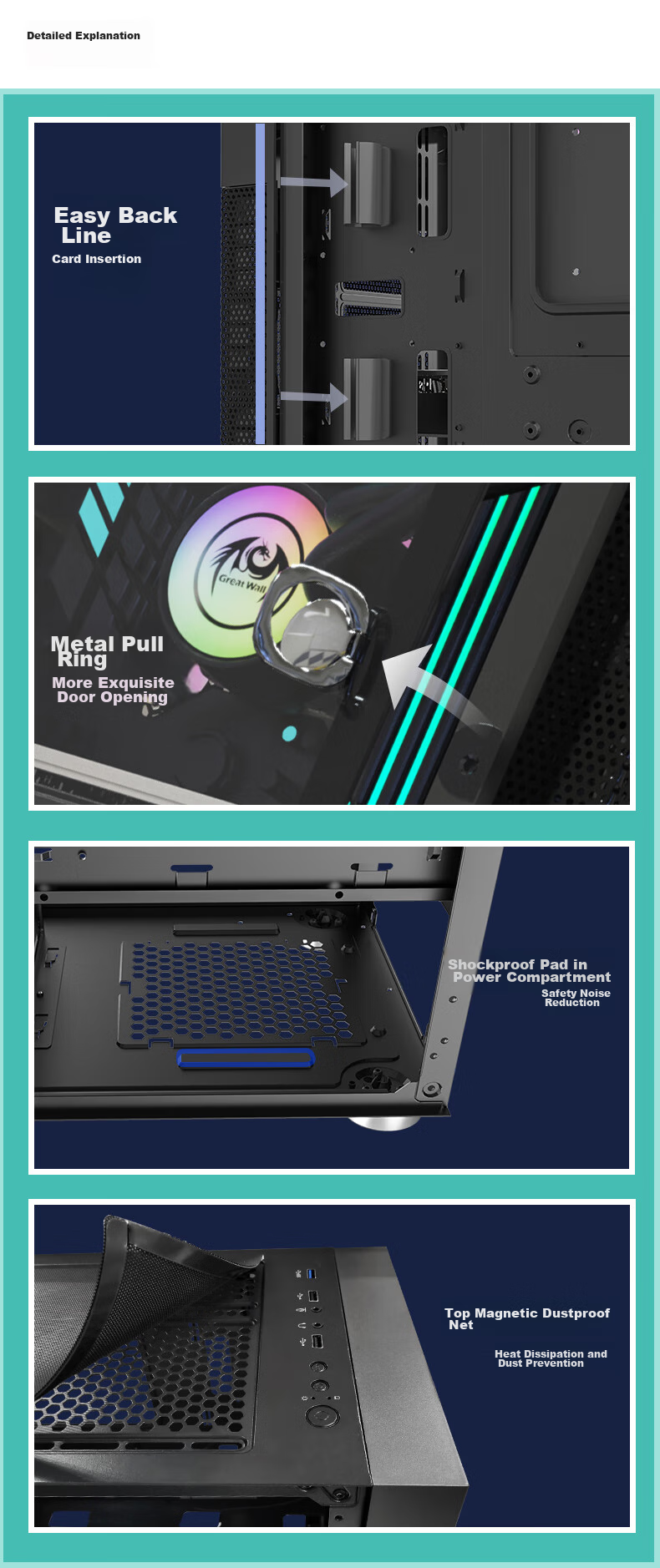 Great Wall Archimedes 1 Black Computer Case (Extra Wide Form Factor/MATX Small Motherboard/240mm Water Cooling Support/Glass Side Panel Fully Transparent/20cm Fan Mounts/Supports 50 Series Graphics Card) 12