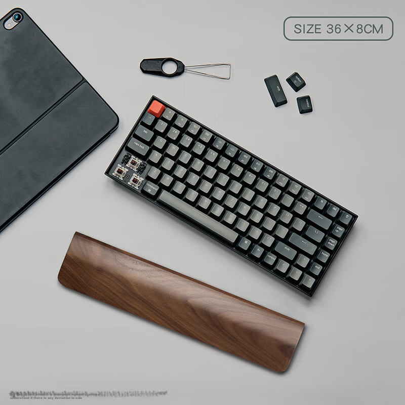 EXCO Black Walnut 104-Key Wooden Keyboard Tray Rounded Edge Mechanical Keyboard Wrist Rest Computer Palm Support Mouse Pad Gaming Wooden Wrist Pad Large 108-Key 0620 11