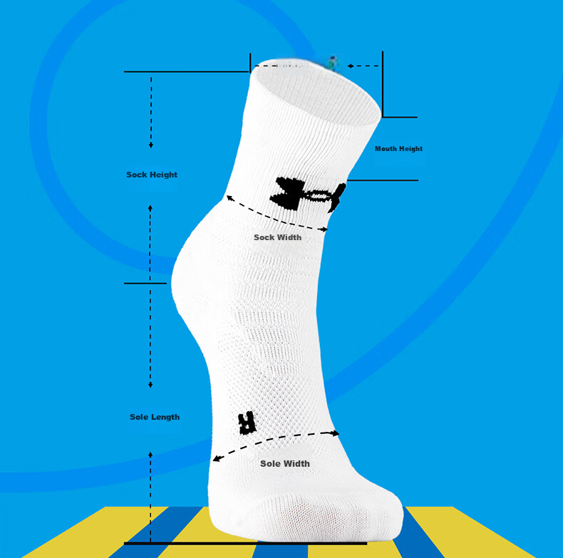 Under Armour Sports Socks (3 Pairs), Basketball Socks, All-Season Sweat-Absorbing, Comfortable And Breathable Running Socks, Size XL 6