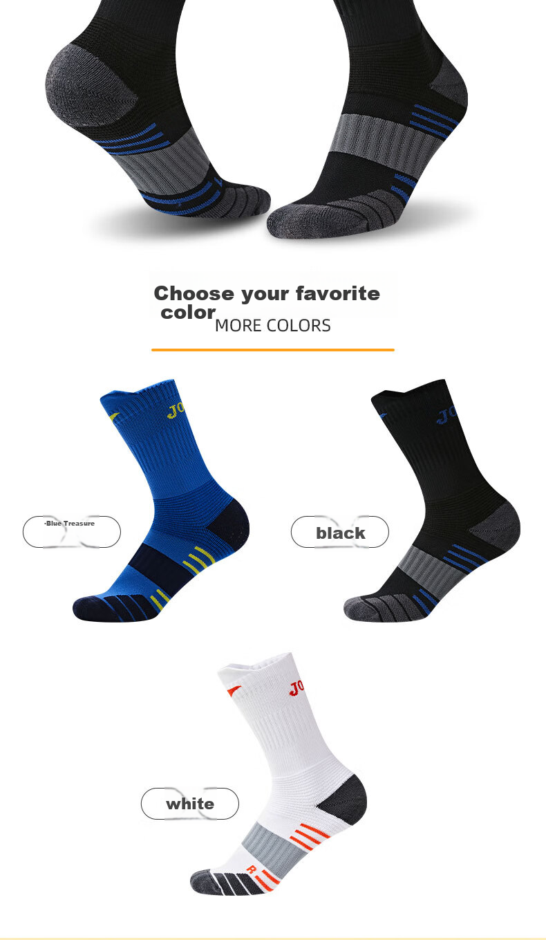 JOMA Mid-Calf Sports Socks Breathable Sweat-Wicking Durable Running Training Basketball Badminton Socks Black One Size Fits All 14