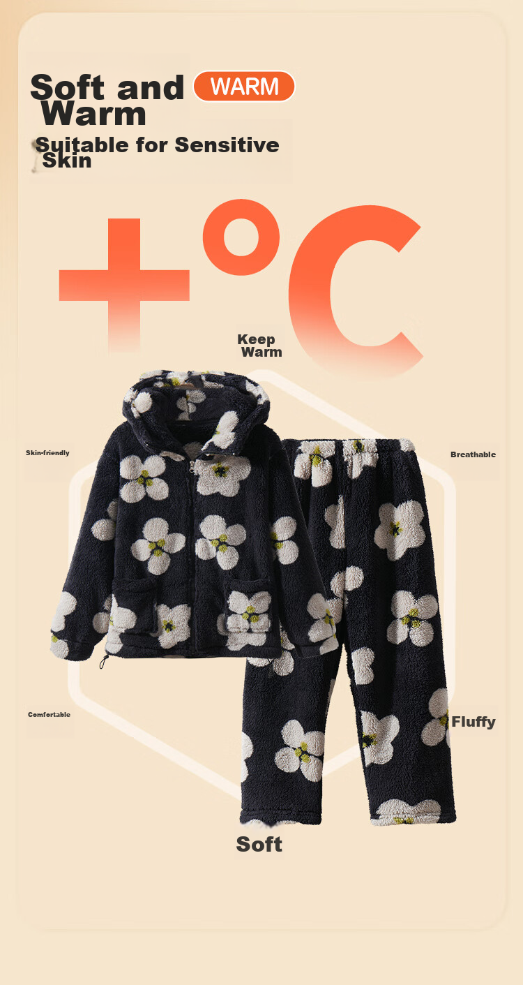 LangSha [Fleece-Lined Thick Flannel] Children's Pajamas, Girls' Sleepwear for Older Kids, Autumn And Winter, Warm Home Wear Set for Teenage Girls And Babies 5