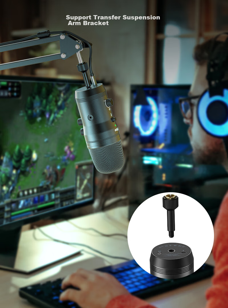 FIFINE Microphone, Condenser Noise Reduction for Recording And Voice-Over, Mobile Phone And Computer Desktop Conference Gaming Voice Karaoke Live Streaming Monitoring Headphones, Wired USB Sound Pickup Microphone K690 11