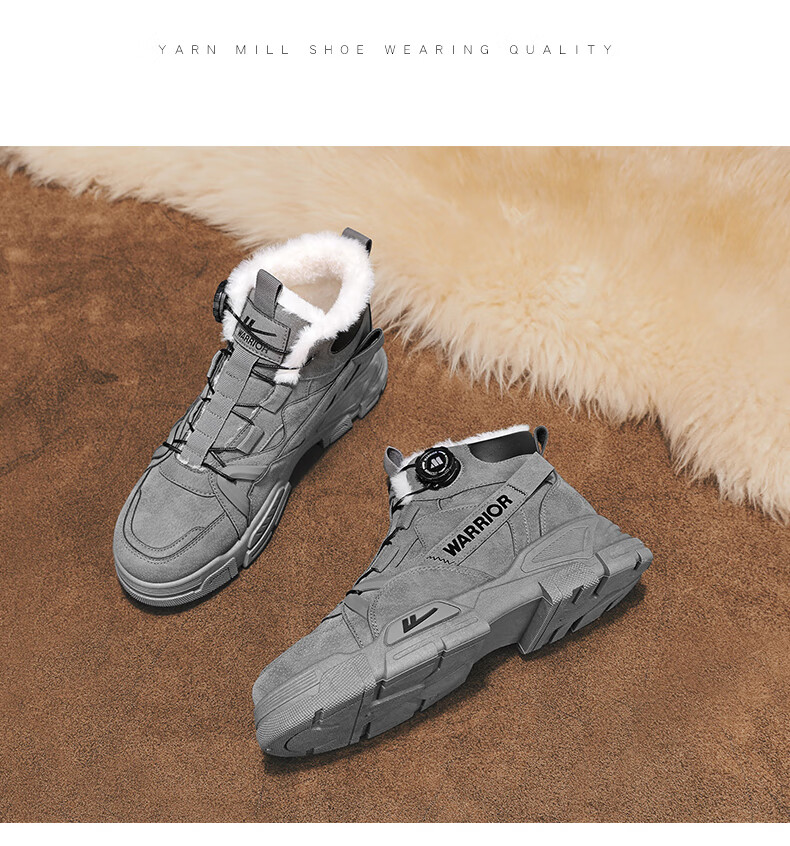 Warrior Men's Martin Boots 2025 Autumn Winter New Men's Fleece Warm Work Snow Cotton Boots Khaki 43 13