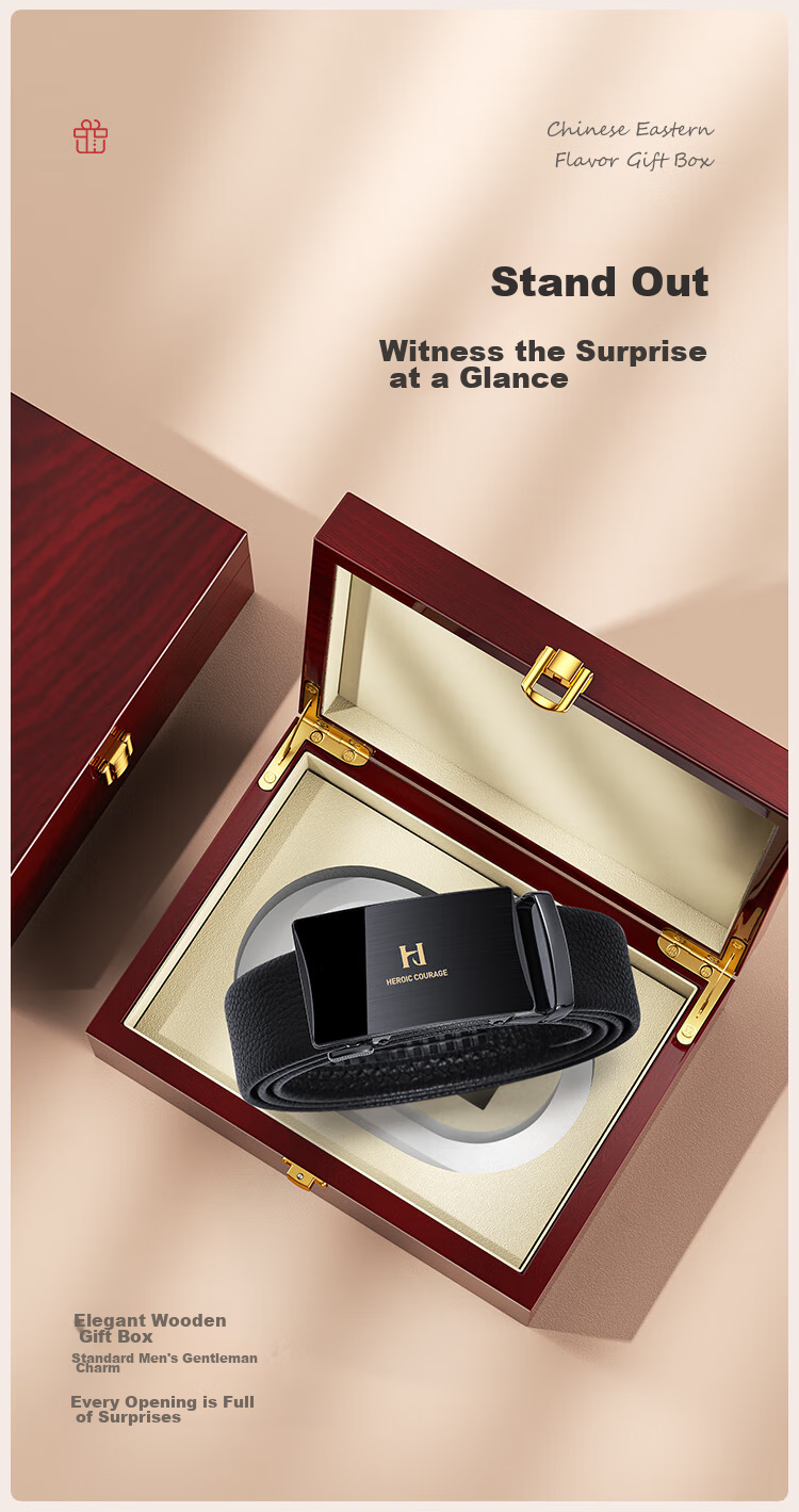HLA Men's Belt, Top-Grain Leather, Automatic Buckle, Waistband, Practical Birthday Gift for Dad Or Husband, New Style 5