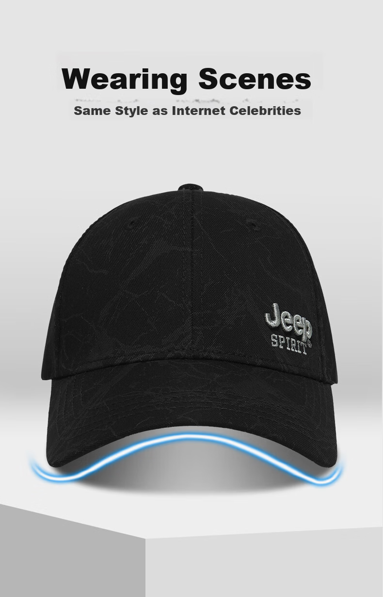 JEEP Men's Fashionable Baseball Cap, Versatile for All Seasons, Duck Tongue Hat, Sun Visor Cap for Men And Women, A0752 5