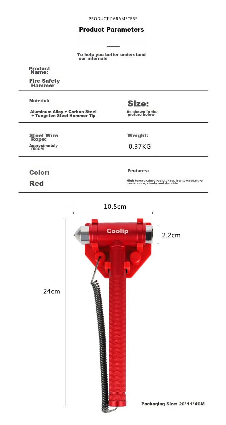 Kulaipu Fire Safety Hammer, Window Breaker, Emergency Rescue Multi-Functional Escape Hammer, Car-Mounted Life-Saving Hammer with Bracket, KLP-84 8