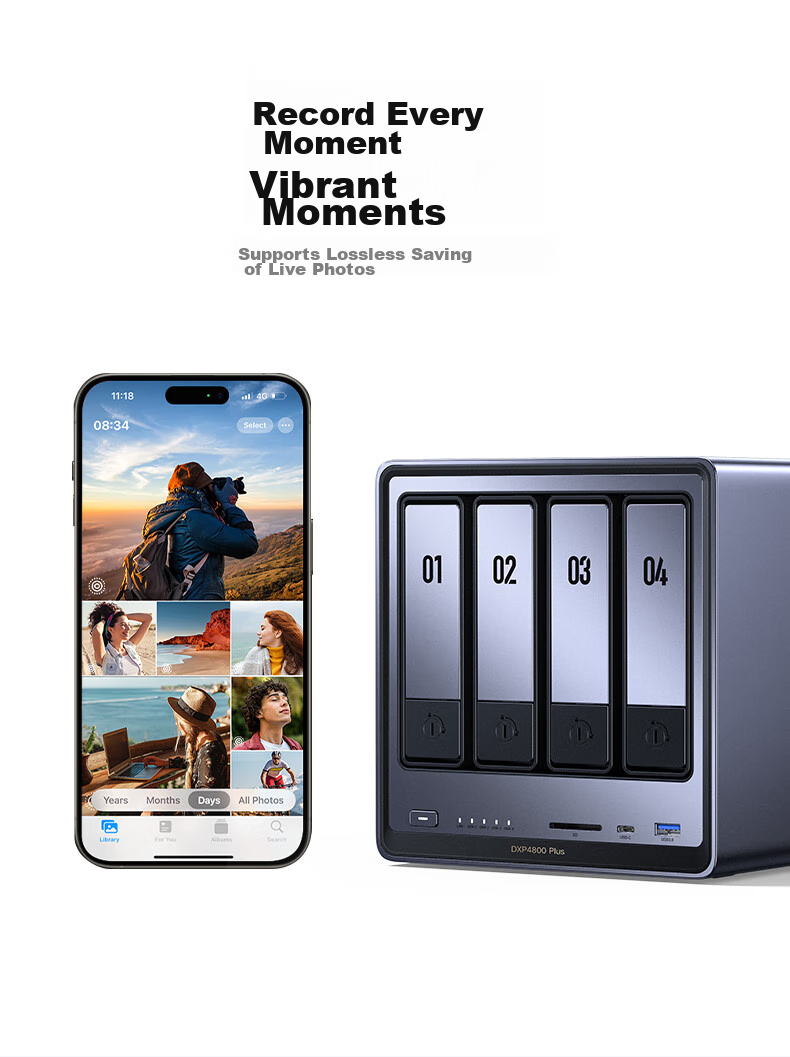 UGREEN Private Cloud DXP4800 Plus, 8GB RAM, Four-Bay 10 Gigabit NAS Network Storage Server, Home Personal Hard Drive, AI Photo Album File Data Backup, Compatible with IPhone 18 27