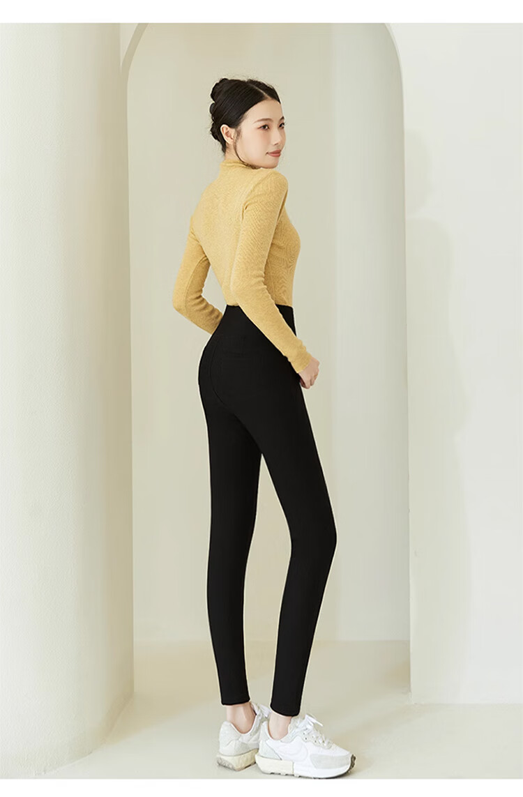 Langsha Women's Down Pants Thickened Winter Outerwear Northeast Goose Down Wool Warm Fleece Slim Black Cotton Pants 19