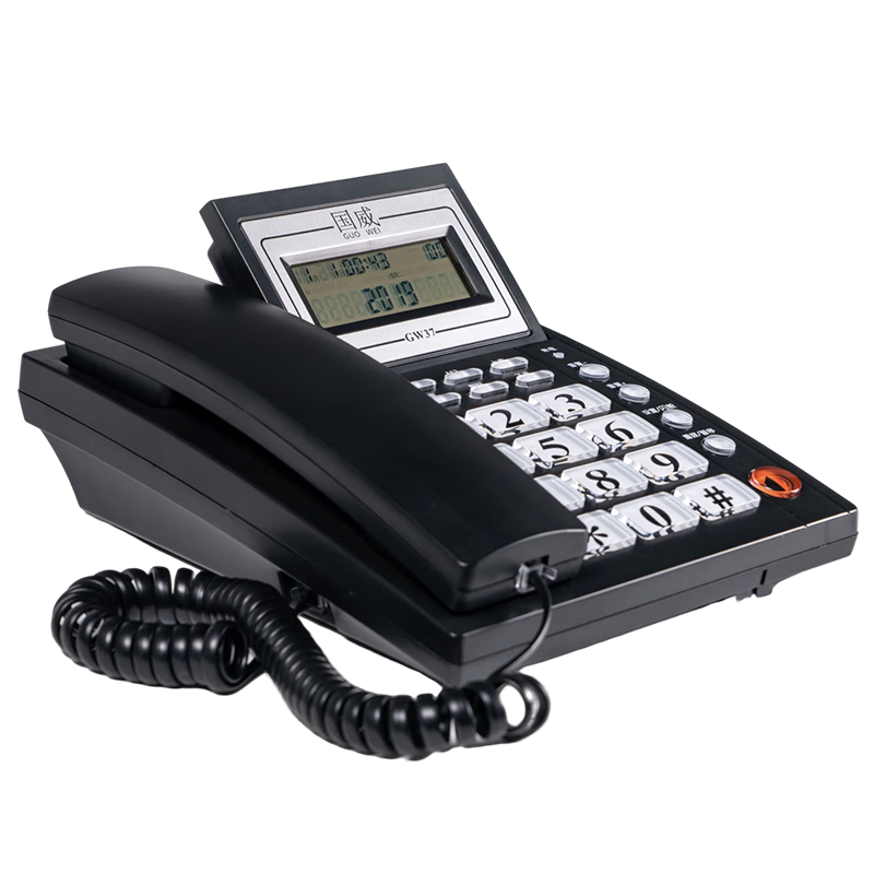 Guowei GW37 Landline Telephone, Battery-Free, Dual Interface, One-Touch Dialing, Business Office Use, Fixed-Line Phone, Black