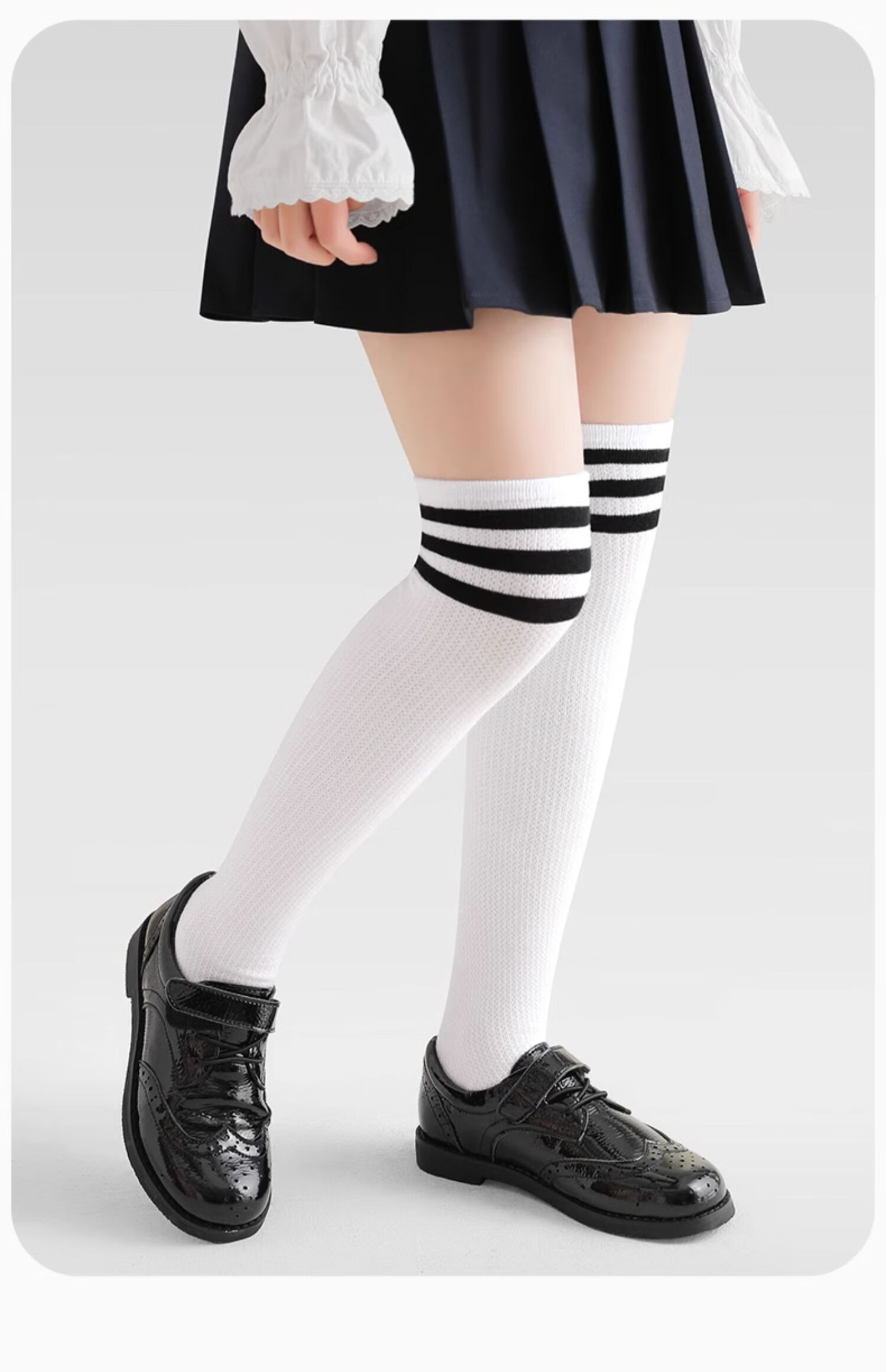 Bingxuemumian Children's Knee-High Socks, Girls' Summer Thin Mesh Socks, White Boys' Preppy Style Versatile Soccer Socks 20