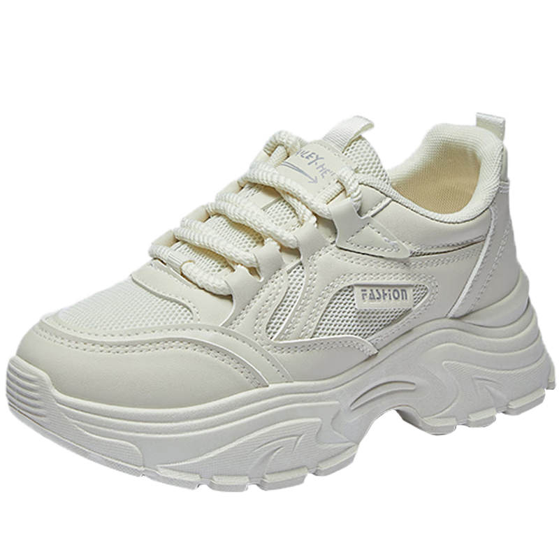 CARTELO Women's Dad Shoes, Spring Sports Casual Shoes, Height-Increasing Running Shoes for Women, 1422 Beige, Size 37