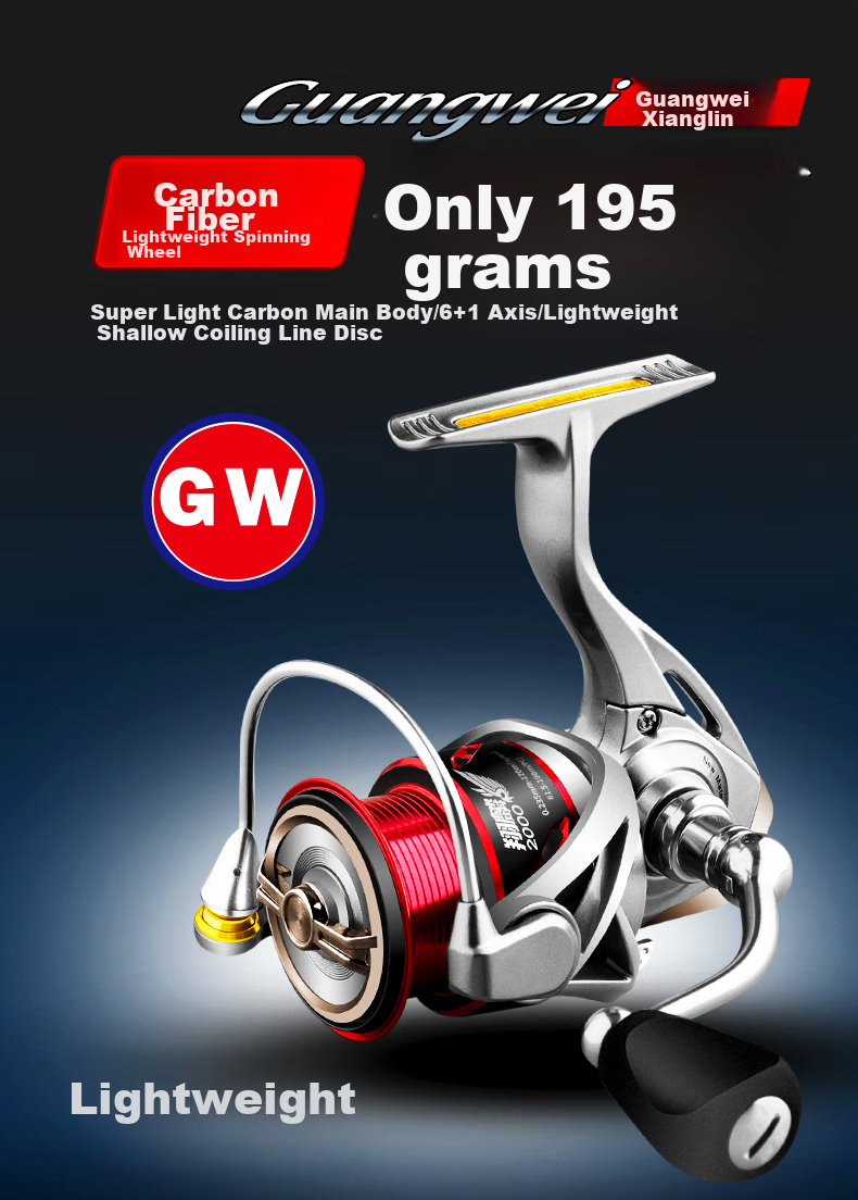 GW Qianglin 1000 Micro Reel Body, Carbon Fiber Ultra-Light Anti-Seawater Spinning Reel, Fishing Line Reel, Metal Spool, Fishing Reel, Lure And Rock Fishing Sea Rod Reel 1