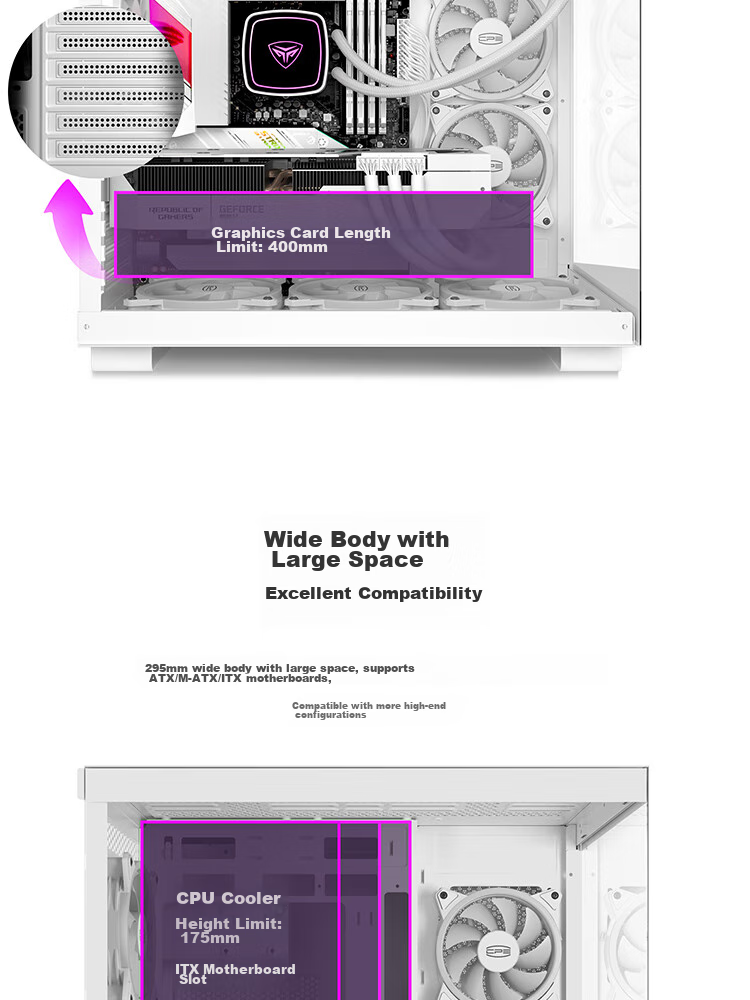 PCCOOLER Fenghua B310 Black Computer Case (MATX/Glass Side Panel/Supports 360mm Water Cooling/Large Ventilation Mesh) 8