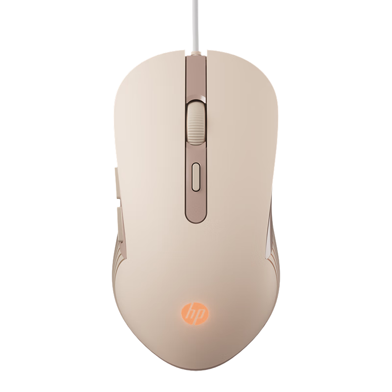 HP M280 Wired Mouse, Quiet Home Office Laptop Desktop Ergonomic Gaming Mouse for Women, Milk Tea Color
