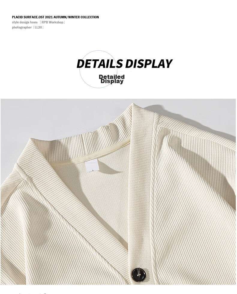 MMOPTOP Japanese-Style Solid Color Knit Sweater, Long-Sleeved Men's Spring And Autumn Vintage Loose V-Neck Cardigan MT2350 Black M 20