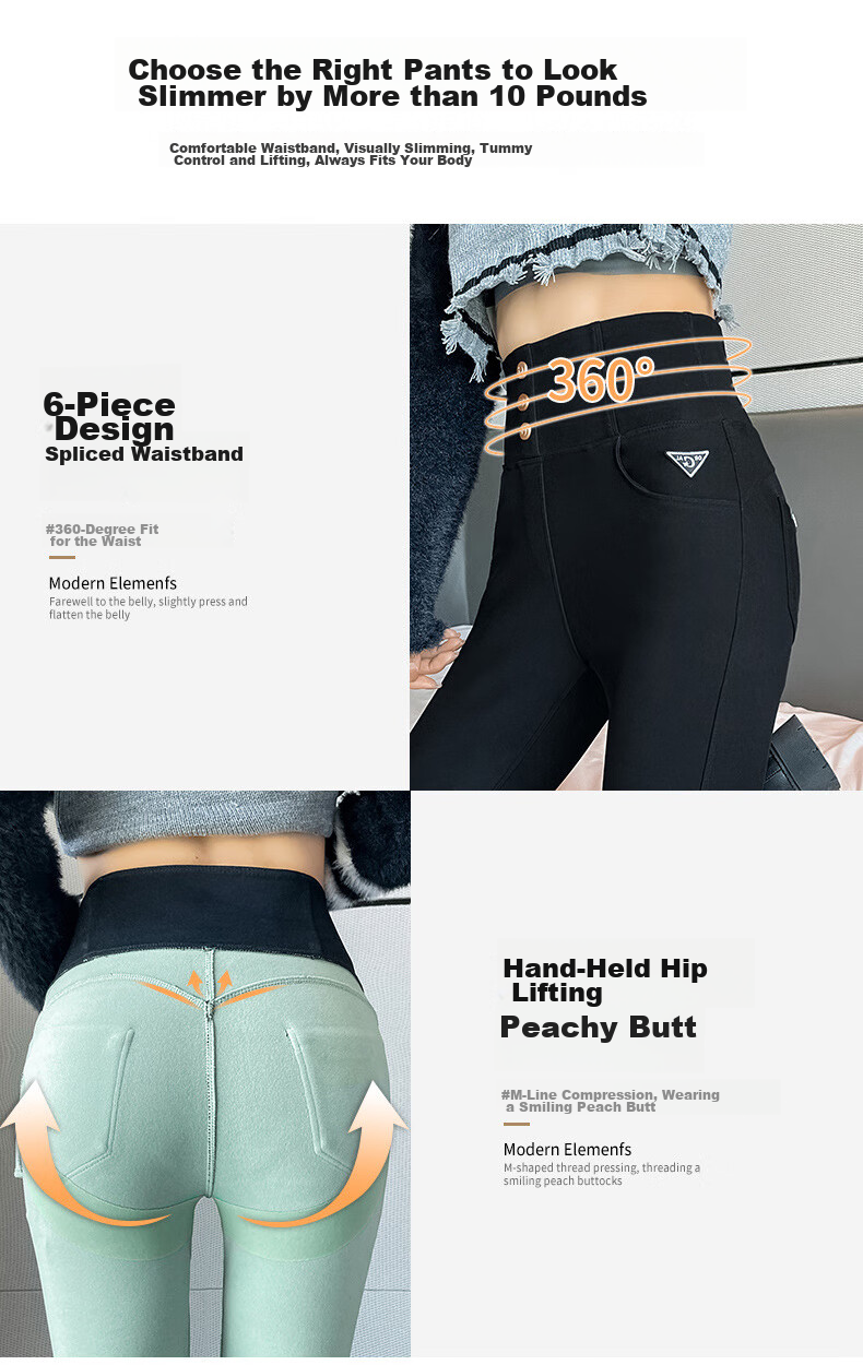 FitonTon High-Waisted Leggings for Women, Outer Wear Autumn Winter Style, Black Tight-Fitting Pencil Skinny Pants with Three Buttons, Small Black Trousers, Black, Size S 9