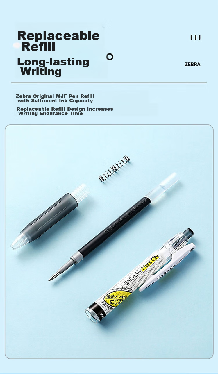 ZEBRA JJ77 Learning Combination Set 17, 0.5mm Bullet Tip Brush Pen, Highlighter Savior, Note-Taking Battery Set, 3 Pens + 5 Refills 3