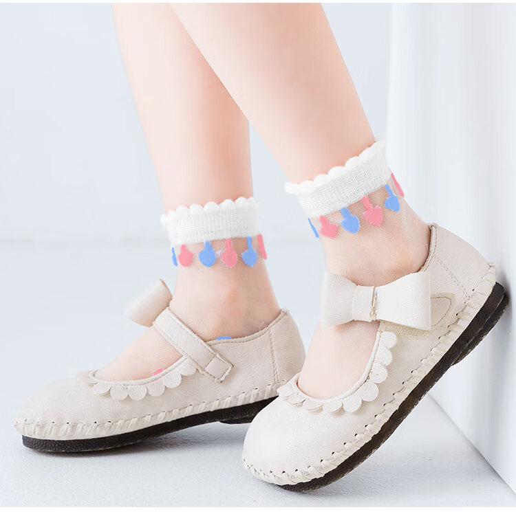 LangSha Children's Socks, Girls' Summer Ultra-Thin Crystal Socks, Versatile Lace Short Socks for Girls And Toddlers 8