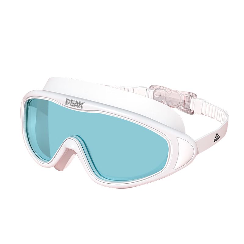 PEAK Adult Swimming Goggles for Men And Women, High Definition Anti-Fog Waterproof Large Frame Integrated Professional Diving Swimming Glasses, Blue Light White