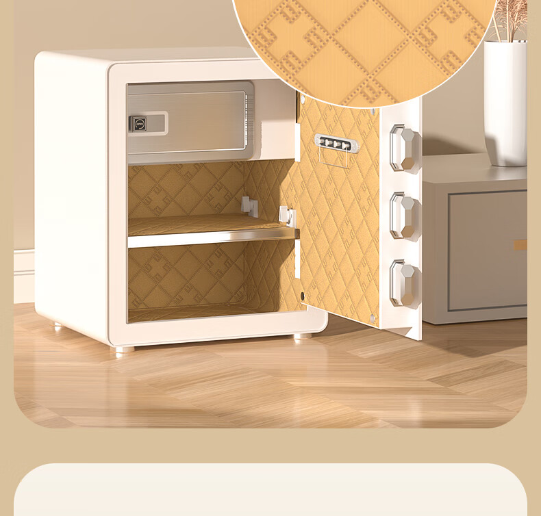 Deli Safe, Home And Office Fingerprint Password Security Box, Small Can Be Built into Cabinet Or Wall Storage Box, Lingyao White AE651 Height 45cm 11