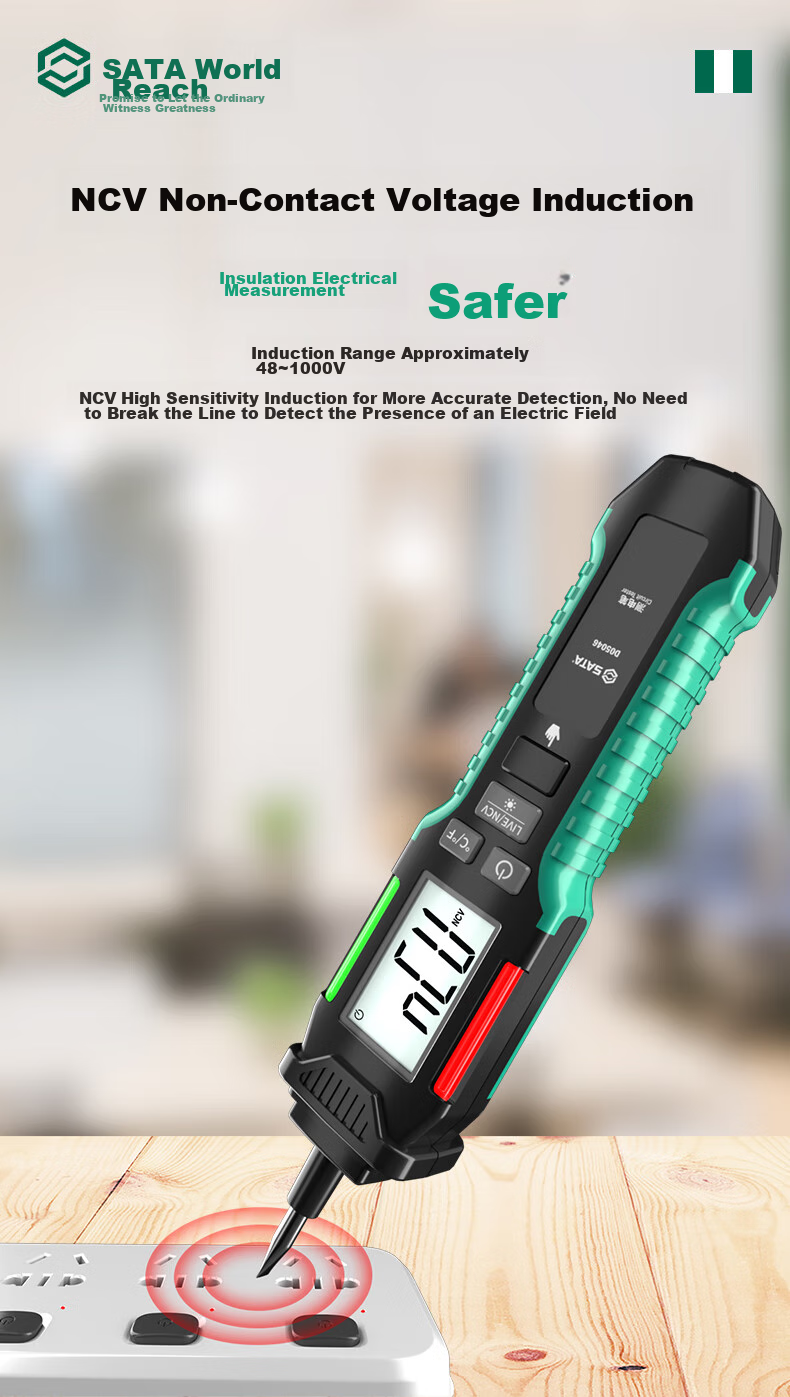 Shida SATA Non-Contact Voltage Tester, Electrician's Intelligent Induction Circuit Detector, High-Precision Voltage Pen D05989A 5