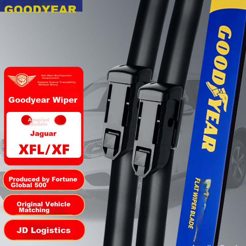 Goodyear Jaguar XFL/XF Windshield Wipers for 2016-2024 Models, Frameless Rubber Strips, XF Wiper Blades 27/17 Inches, 1 Pair