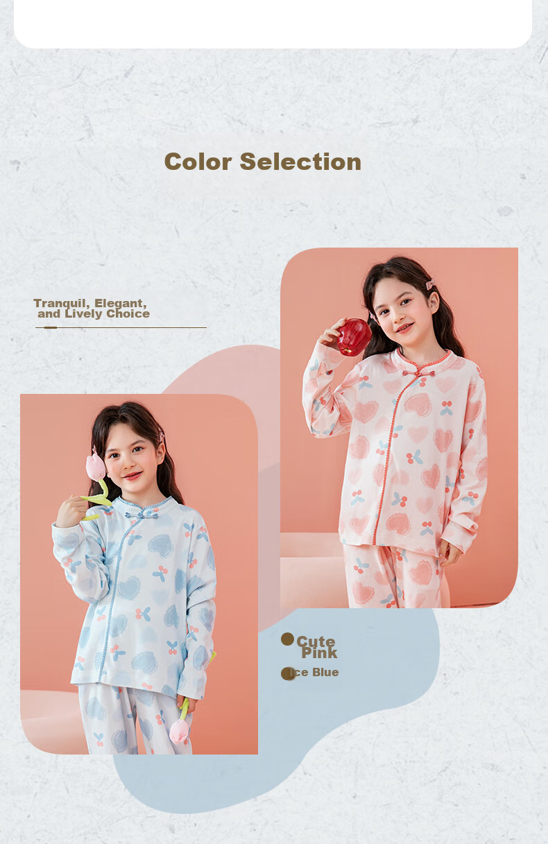 Fenteng Children's Pajamas for Girls, New Chinese Style Pure Cotton Spring National Style Stand Collar Button-Up Loungewear Q9X257930736 10