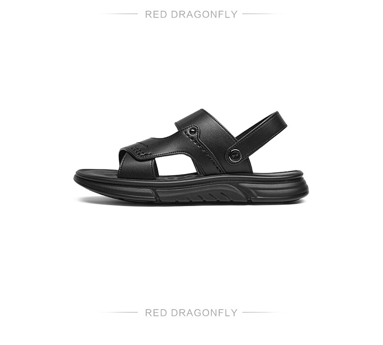 RED DRAGONFLY Beach Shoes, Summer Comfortable Soft Sole, Non-Slip Breathable Dad Sandals, Two-Way Wear Sandals WTT24124, Black, Size 43 3
