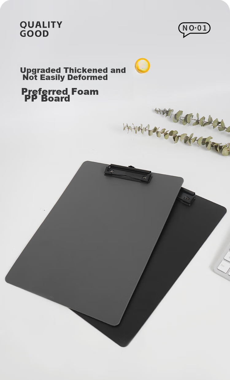 SIMAA A4 Landscape Folding Clipboard File Folder Writing Board Meeting Folder Writing Tablet Poetry Recitation Contract Signing Plastic Clipboard Exam Paper Document Storage Folder Black 8476 3