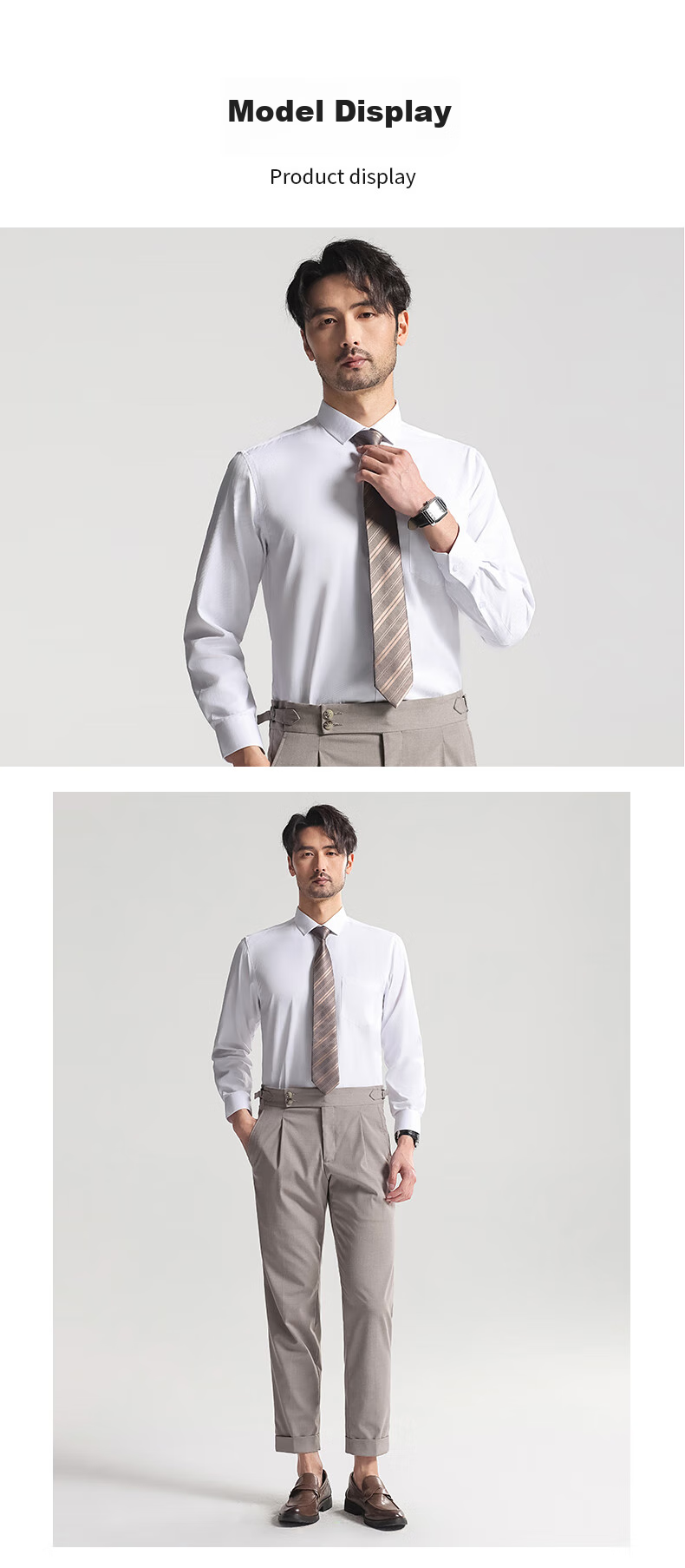 FIRS Long-Sleeve Shirt for Men, Business Formal Wear, Casual Solid Color Wrinkle-Free Dress Shirt, Blue, Baitiao 097 41 12