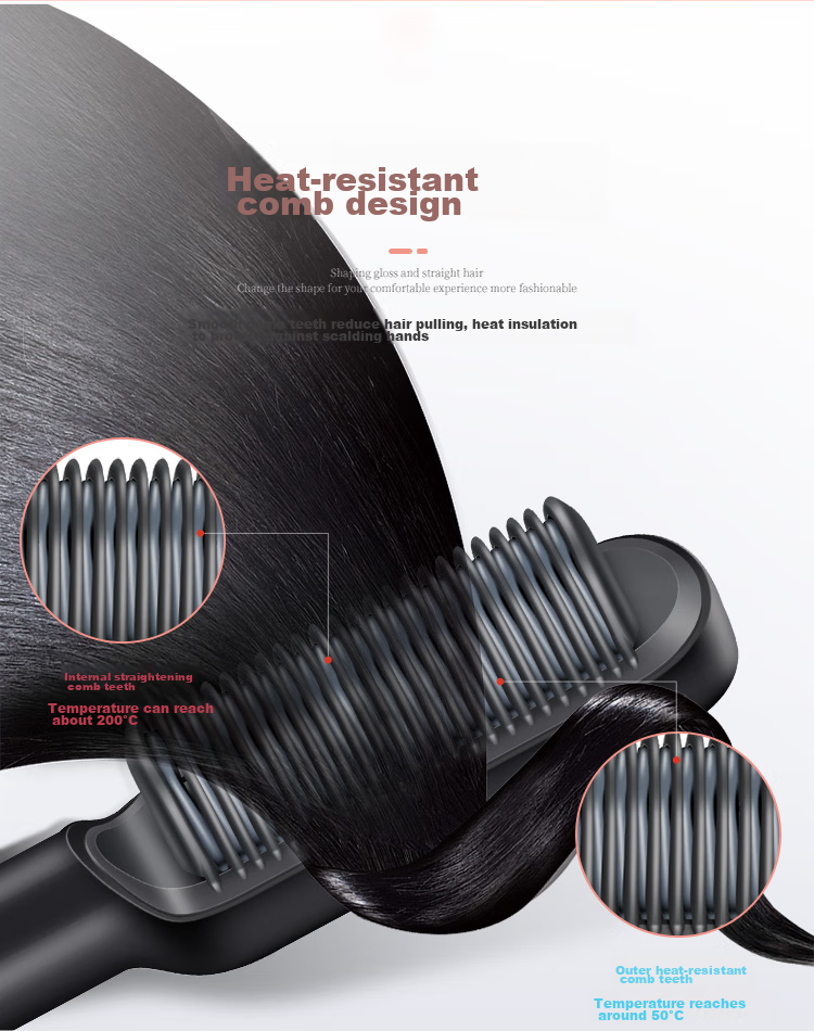 Jindao Hair Straightening Brush with Inner Curling Iron for High Crown Volume, Straightening Iron to Improve Frizz, 30s Quick Heating Constant Temperature Hair Protection KD380 Black Portable National Day Gift Birthday Present 10